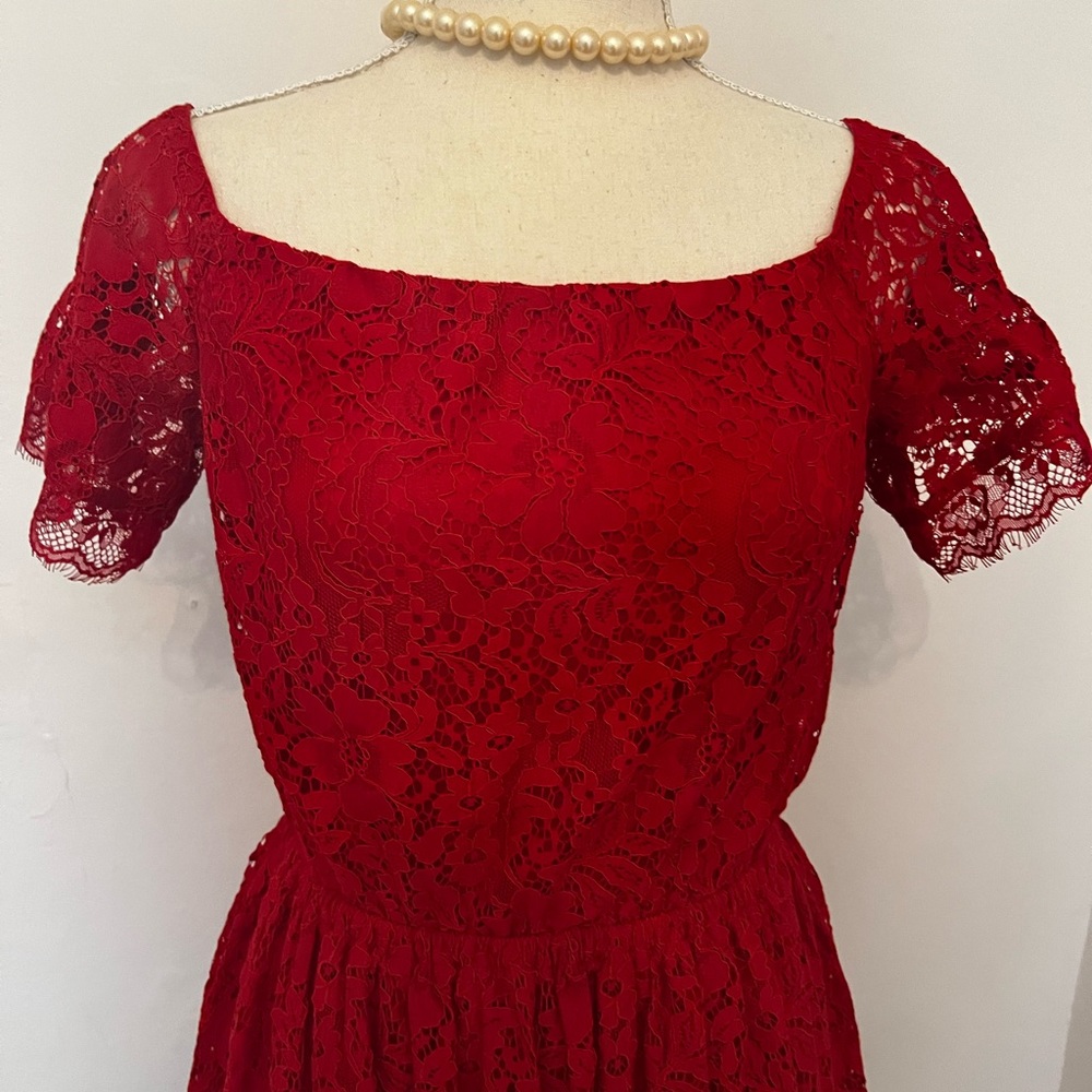 EXPRESS Red Lace Mini Party Dress